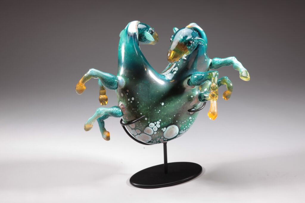Boiling Point II  }  Blown, hot sculpted & assembled glass 14.5 x 15 x 9 inches